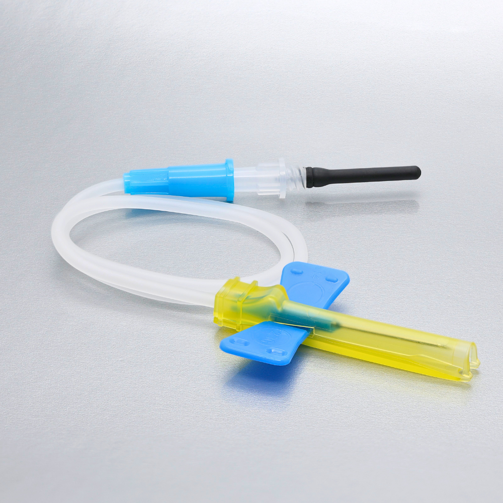 Safety blood collection needle with wing